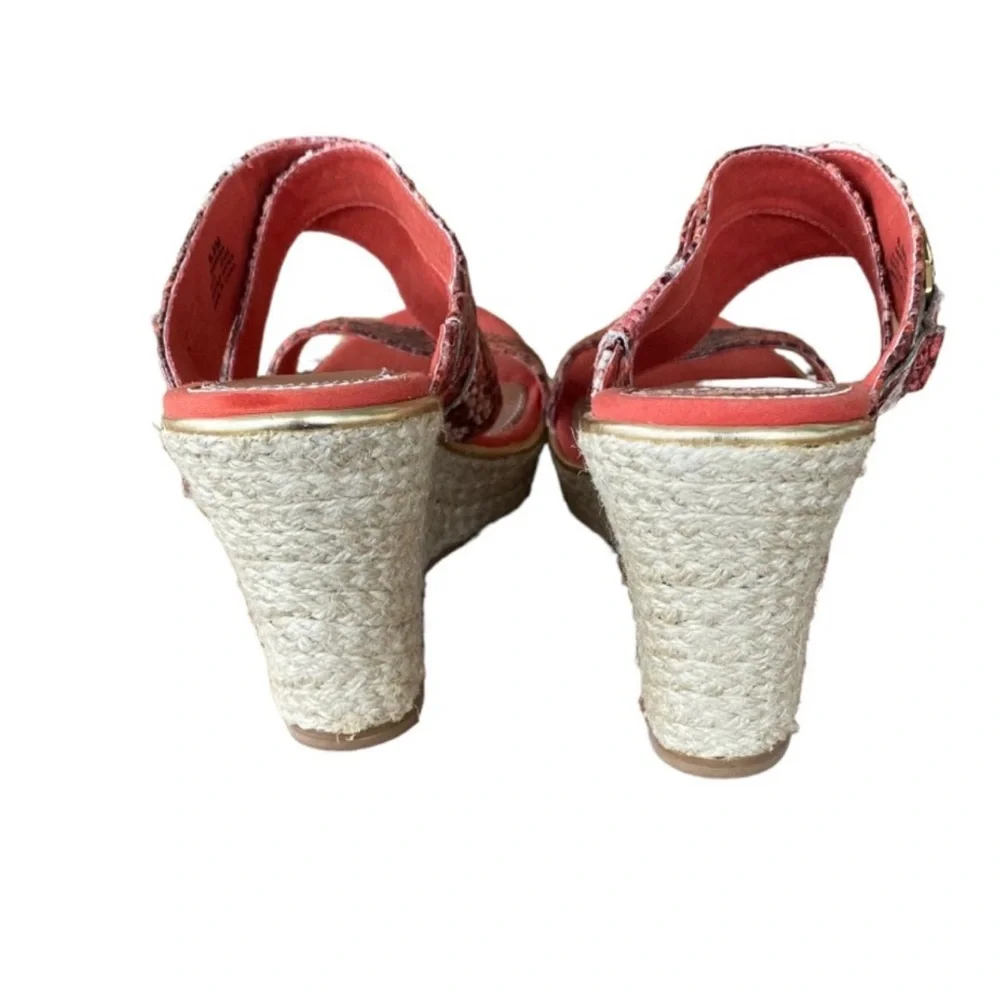 Sperry Maris orange faux python print wedge strappy sandals women's size 6.5